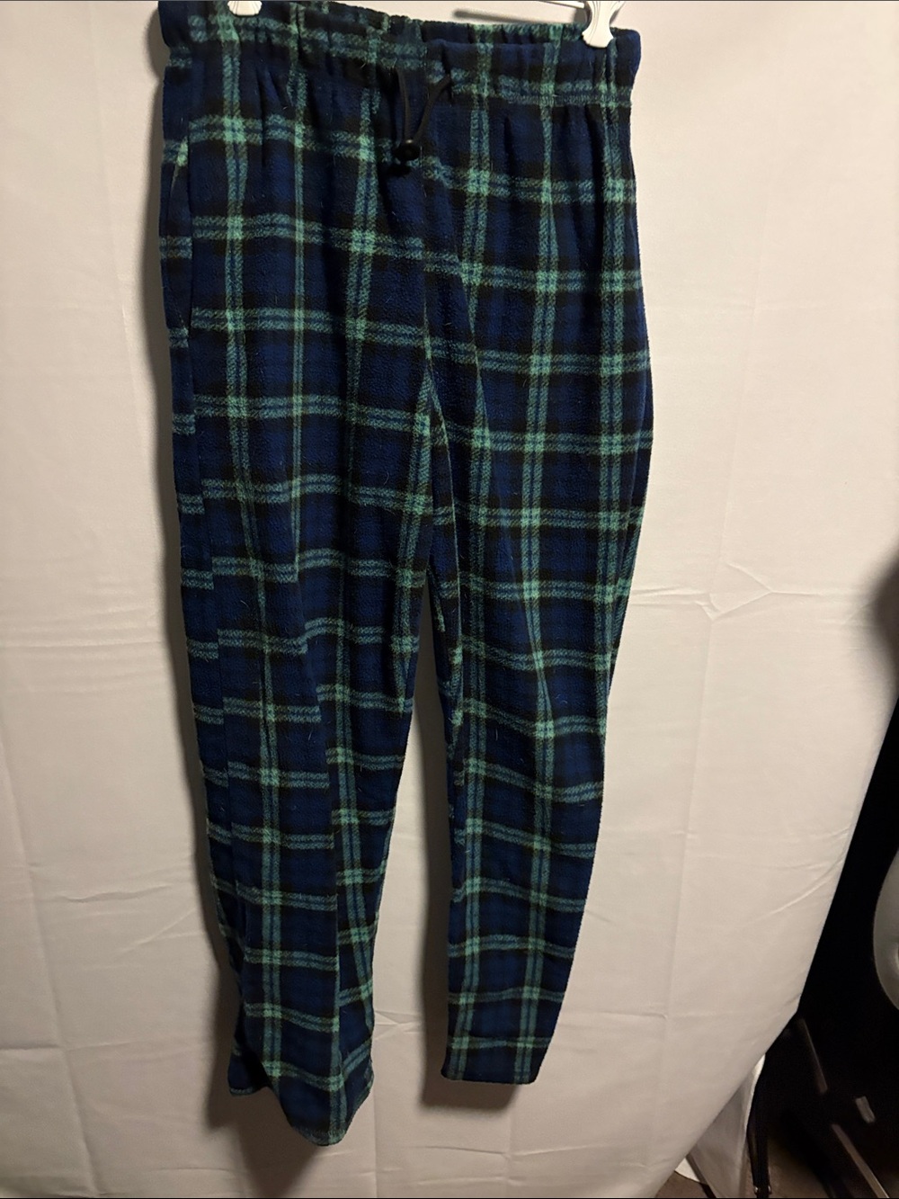 Men's Navy & Teal Plaid Fleece Joggers